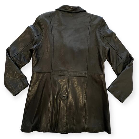 Jones New York Womens Leather Jacket Black Y2K Blazer Vintage - Picture 10 of 10